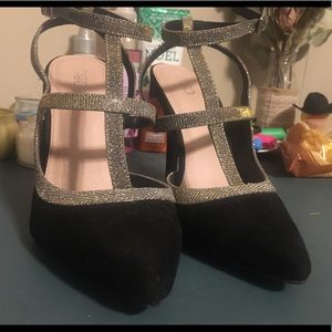 Sparkly black high heels